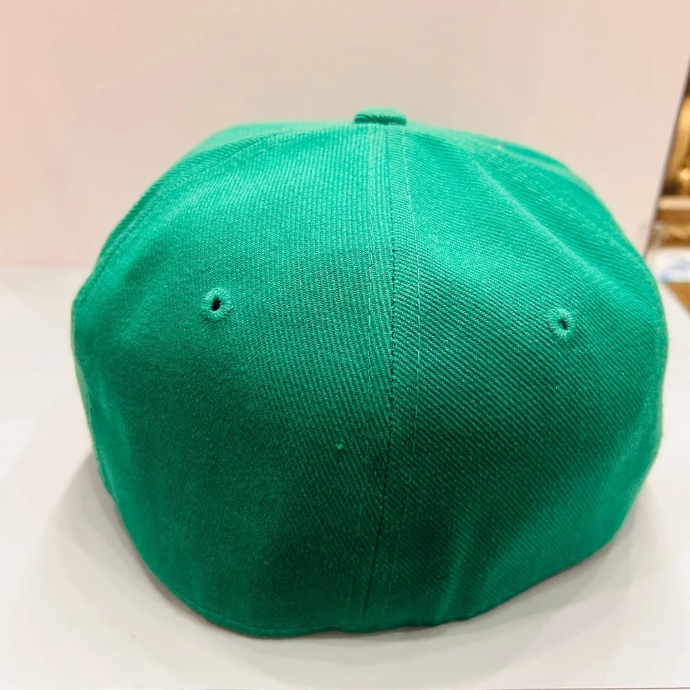 Pit Bull Fitted Hat Mens 7 5/8 Green Embroidered B Logo Flat Brim‎ Cap